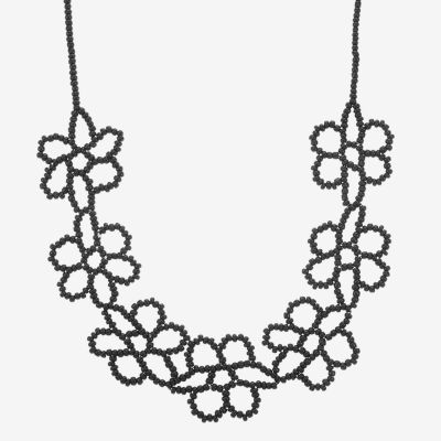 Mixit Gold Tone Glass 17 Inch Flower Collar Necklace