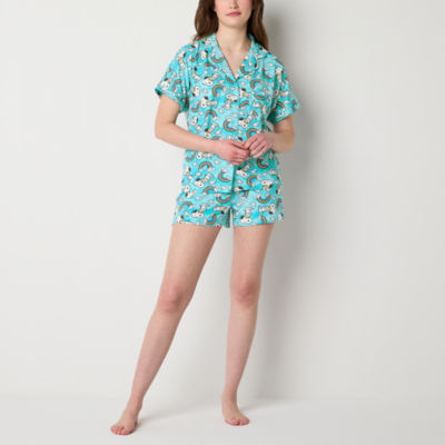 Womens Snoopy Juniors Short Sleeve 2-pc. Shorts Pajama Set