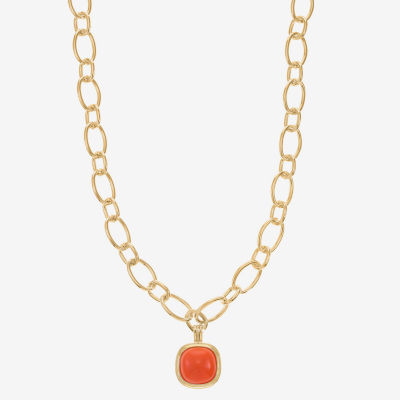 Monet Jewelry Womens Orange Zinc Cushion Pendant Necklaces