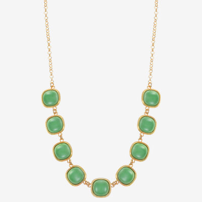 Monet Jewelry Womens Green 17 Inch Collar Necklace