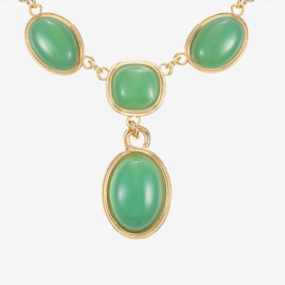 Monet Jewelry Womens Green 17 Inch Y Necklace