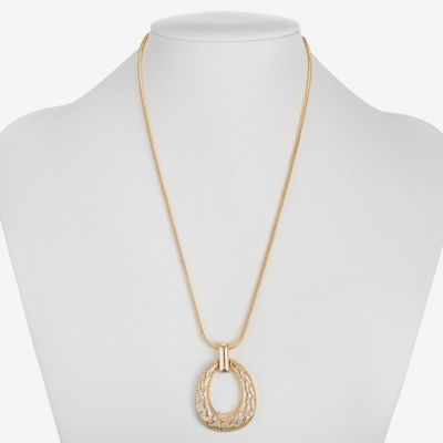 Monet Jewelry Gold Tone Textured 17 Inch Snake Pendant Necklace