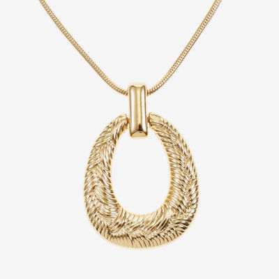 Monet Jewelry Gold Tone Textured 17 Inch Snake Pendant Necklace