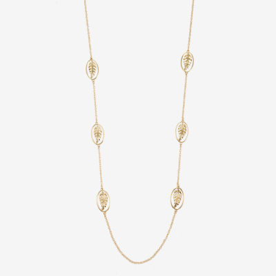 Monet Jewelry Gold Tone Feather Gold Tone Strand Necklace