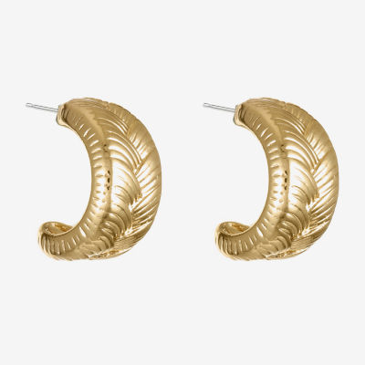Monet Jewelry Gold Tone Textured Open Huggie Womens 16mm Hypoallergenic Hoop Earrings