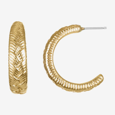 Monet Jewelry Gold Tone Textured Open Hoop Earrings