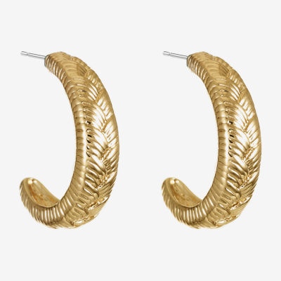 Monet Jewelry Gold Tone Textured Open Hoop Earrings