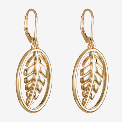 Monet Jewelry Gold Tone Feather Drop Earrings
