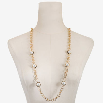 Monet Jewelry Gold Tone Simulated Pearl 36 Inch Round Strand Necklace