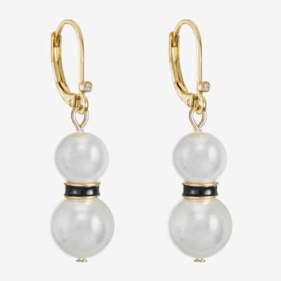 Monet Jewelry Gold Tone Simulated Pearl Round Drop Earrings