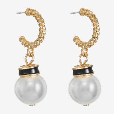 Monet Jewelry Gold Tone Simulated Pearl Round Drop Earrings