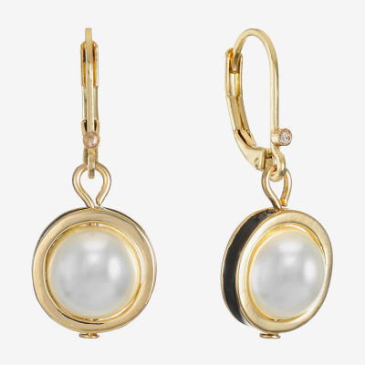 Monet Jewelry Gold Tone Simulated Pearl Round Drop Earrings