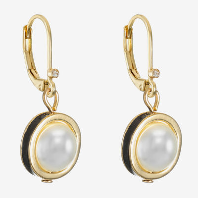 Monet Jewelry Gold Tone Simulated Pearl Round Drop Earrings