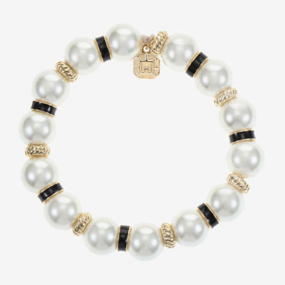 Monet Jewelry Gold Tone Simulated Pearl Round Stretch Bracelet