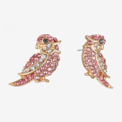Monet Jewelry Gold Tone Bird Glass 20mm Stud Earrings