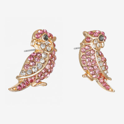 Monet Jewelry Gold Tone Bird Glass 20mm Stud Earrings