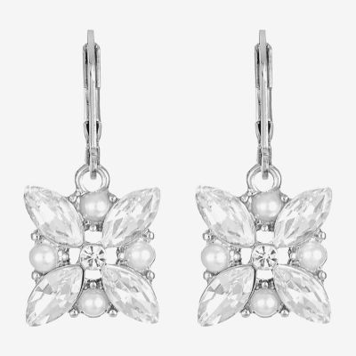 Monet Jewelry Silver Tone Simulated Pearl Drop Earrings