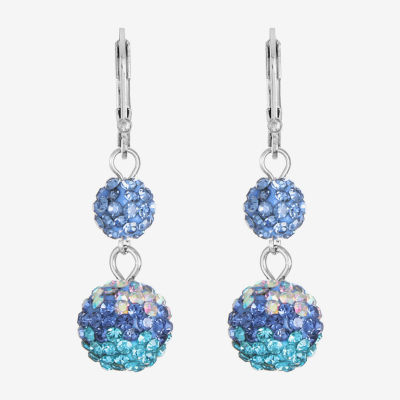 Monet Jewelry Double Glass Round Drop Earrings