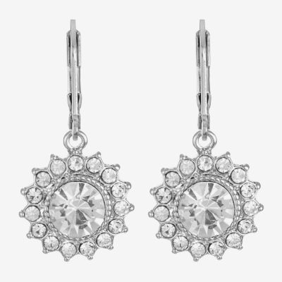 Monet Jewelry Silver Tone Glass Round Drop Earrings