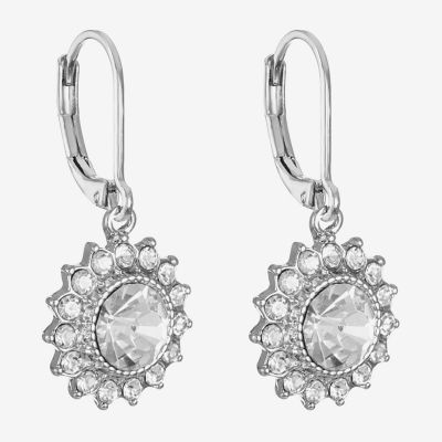 Monet Jewelry Silver Tone Glass Round Drop Earrings