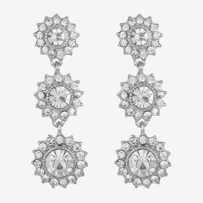 Monet Jewelry Silver Tone Linear Glass Round Drop Earrings