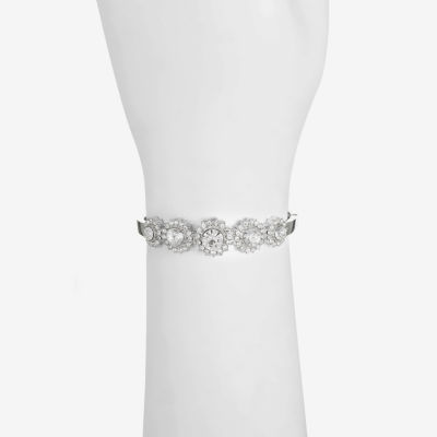 Monet Jewelry Silver Tone Glass Round Stretch Bracelet