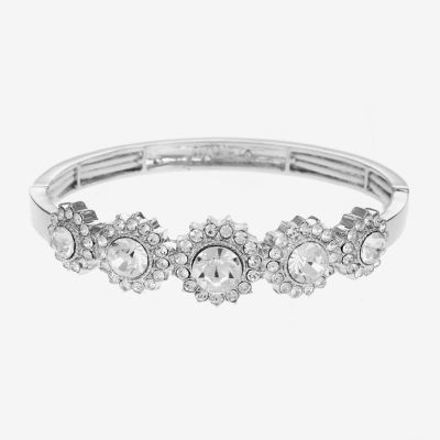 Monet Jewelry Silver Tone Glass Round Stretch Bracelet