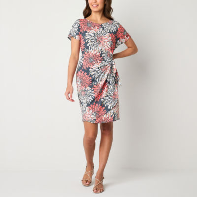 Robbie Bee Short Sleeve Puff Print Sheath Dress