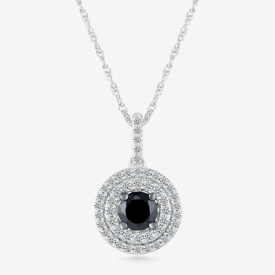 Womens 3/4 CT. T.W. Natural White Diamond 10K White Gold Round Pendant Necklace