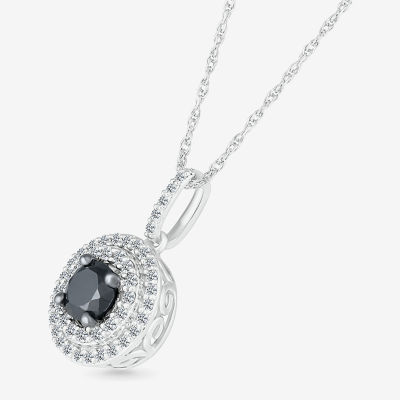 Womens 3/4 CT. T.W. Natural White Diamond 10K White Gold Round Pendant Necklace