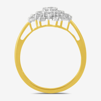 (H-I / I2) Womens 1 CT. T.W. Lab Grown White Diamond 10K Gold Cocktail Ring