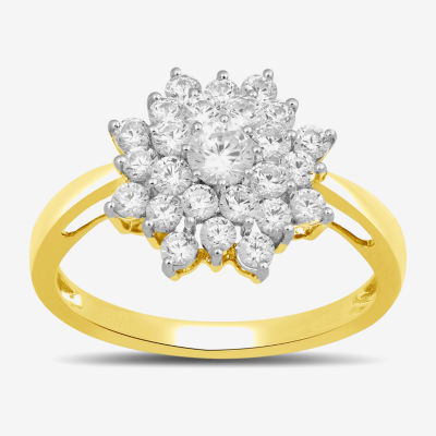 H-I / I2) Womens CT. T.W. Lab Grown White Diamond 10K Gold Cocktail Ring