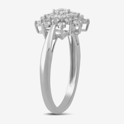 H-I / I2) Womens CT. T.W. Lab Grown White Diamond 10K Gold Cocktail Ring