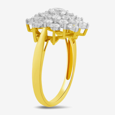 H-I / I2) Womens CT. T.W. Lab Grown White Diamond 10K Gold Cocktail Ring