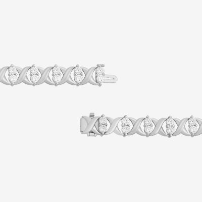 (H-I / I2) 5 CT. T.W. Lab Grown White Diamond 10K White Gold Tennis Bracelet