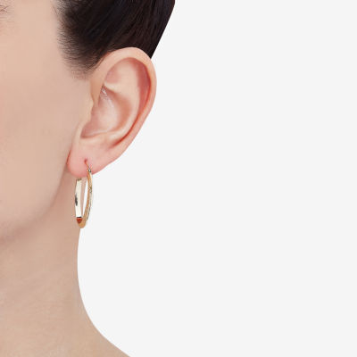 14K Gold 30mm Round Hoop Earrings