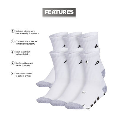 adidas Little & Big Boys 6 Pair Crew Socks