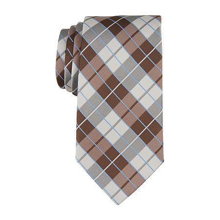 Stafford Fincher Checked Tie, One Size, Brown