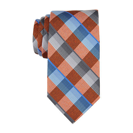 Stafford Clawson Checked Tie, One Size, Orange