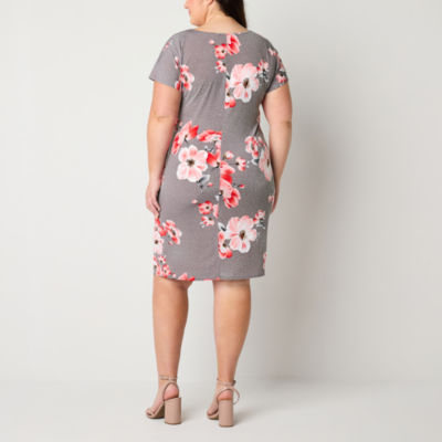 Robbie Bee Plus Short Sleeve Puff Print Sheath Dress