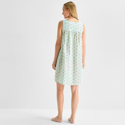 Adonna Womens Poplin Scoop Neck Nightgown