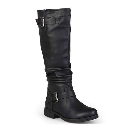 Journee Collection Womens Stormy Buckle-Accented Riding Boots, 8 Medium, Black