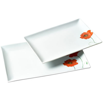 Tabletops Gallery® 2pc. Rectangular Platter Set Poppy, Color Multi
