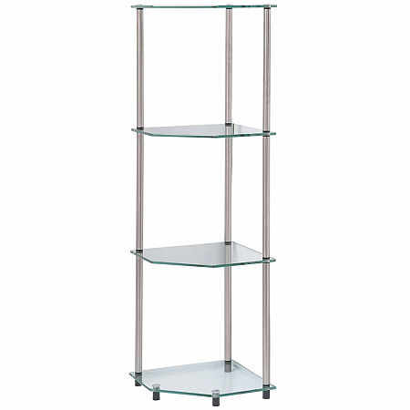 Wes 4-Tier Corner Shelf, One Size, Silver