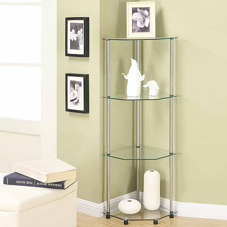 Wes 4-Tier Corner Shelf, One Size, Silver