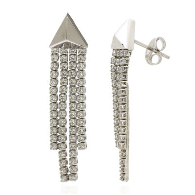 DiamonArt® White Cubic Zirconia Sterling Silver Drop Earrings