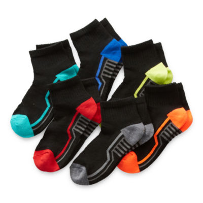 Xersion Little & Big Boys 6 Pair Quarter Ankle Socks, Color Black Pop JCPenney