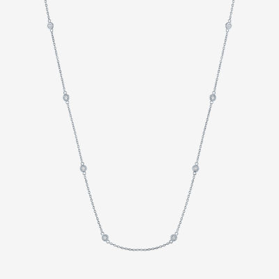 Limited Time Special! Womens 1/10 CT. T.W. Genuine White Diamond Sterling Silver Strand Station Necklace