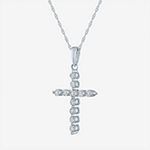 Limited Time Special! Womens 1/10 CT. T.W. Genuine White Diamond Sterling Silver Cross Pendant Necklace
