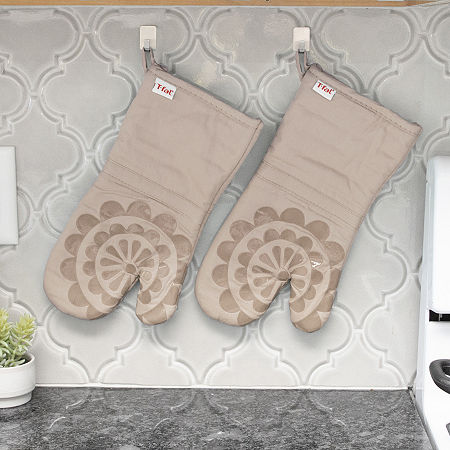 T-Fal Silicone 2-pc. Oven Mitt Set, One Size, Beige